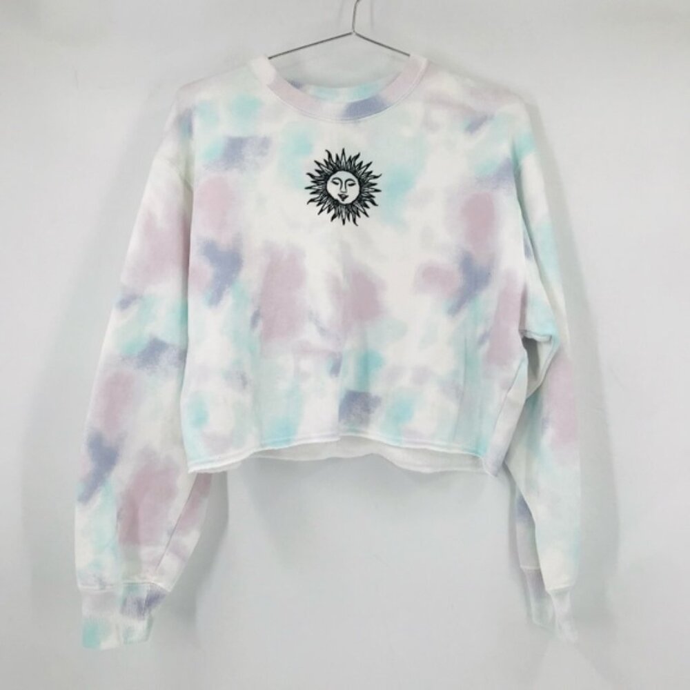 Hollister Tie Dye Cropped Crewneck Sweatshirt Size Small